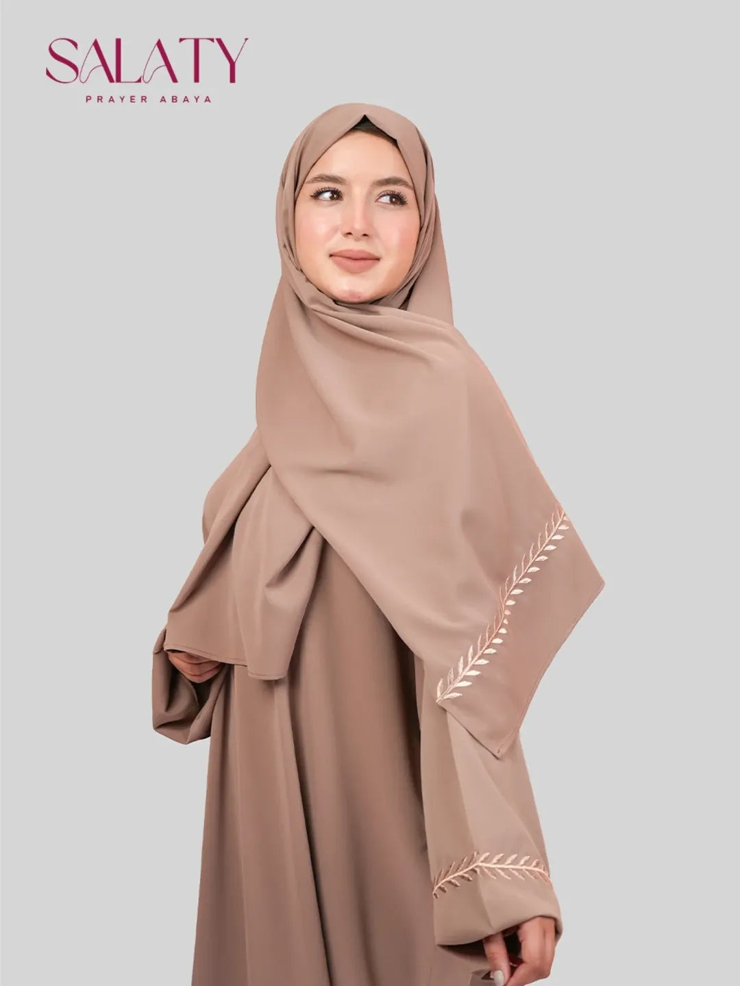 Abaya Brodée Beige